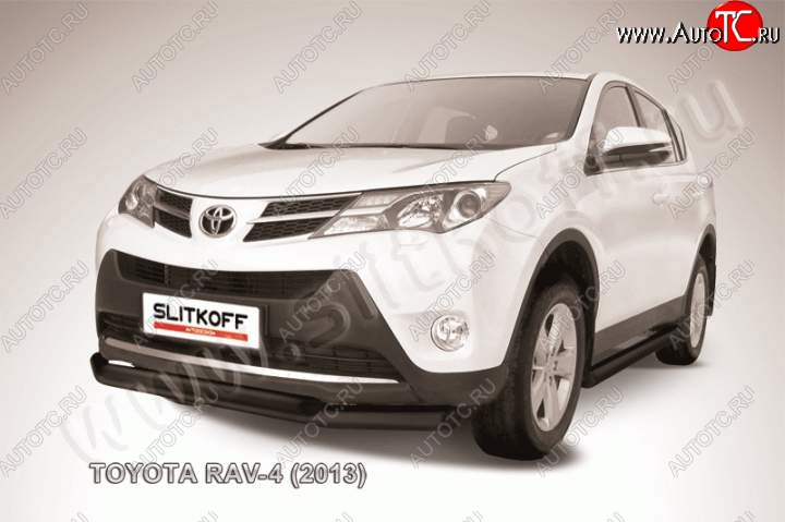 11 399 р. Защита переднего бампер Slitkoff Toyota RAV4 XA40 5 дв. дорестайлинг (2012-2015) (Цвет: серебристый)  с доставкой в г. Нижний Новгород