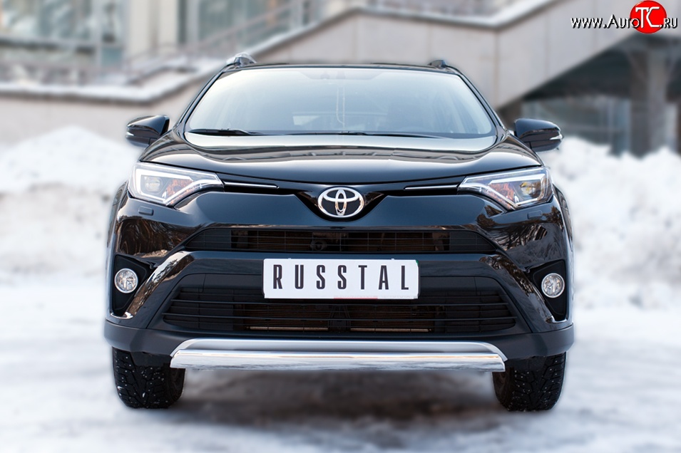 15 999 р. Защита переднего бампера (Ø75х42 мм, нержавейка) Russtal Toyota RAV4 XA40 5 дв. рестайлинг (2015-2019)  с доставкой в г. Нижний Новгород