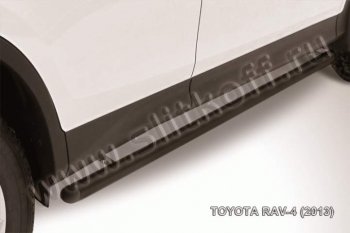 7 699 р. Защита порогов Slitkoff Toyota RAV4 XA40 5 дв. дорестайлинг (2012-2015) (Цвет: серебристый)  с доставкой в г. Нижний Новгород. Увеличить фотографию 1