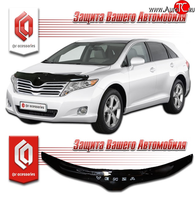 2 199 р. Дефлектор капота CA-Plastic  Toyota Venza  GV10 (2012-2016) рестайлинг (Classic черный, Без надписи)  с доставкой в г. Нижний Новгород