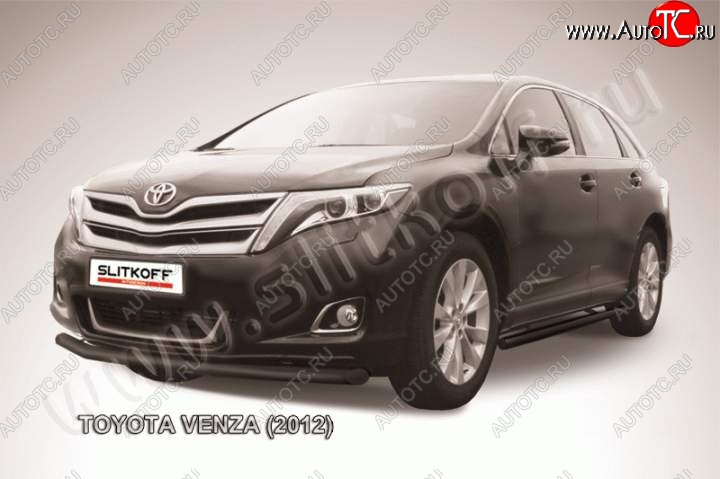 11 699 р. Защита переднего бампер Slitkoff  Toyota Venza  GV10 (2012-2016) рестайлинг (Цвет: серебристый)  с доставкой в г. Нижний Новгород