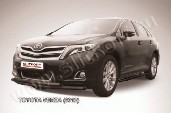 10 999 р. Защита переднего бампер d57+d57 Slitkoff  Toyota Venza  GV10 (2012-2016) рестайлинг (Цвет: серебристый)  с доставкой в г. Нижний Новгород. Увеличить фотографию 1