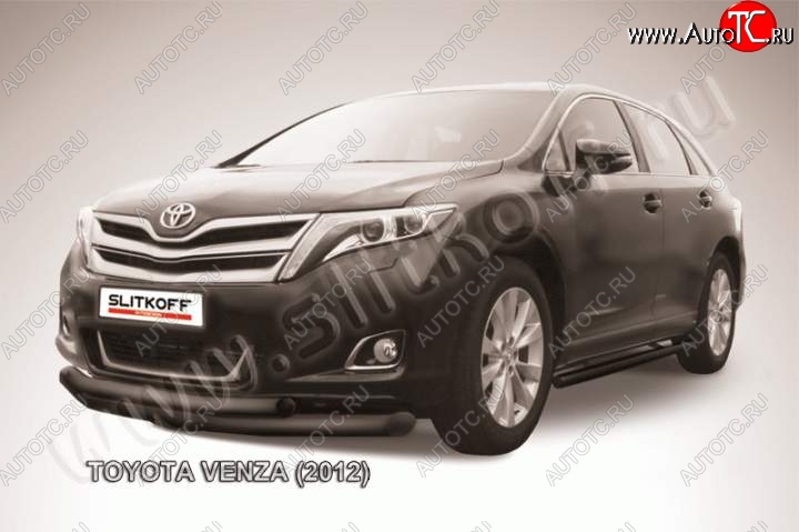 10 899 р. Защита переднего бампер Slitkoff  Toyota Venza  GV10 (2012-2016) рестайлинг (Цвет: серебристый)  с доставкой в г. Нижний Новгород