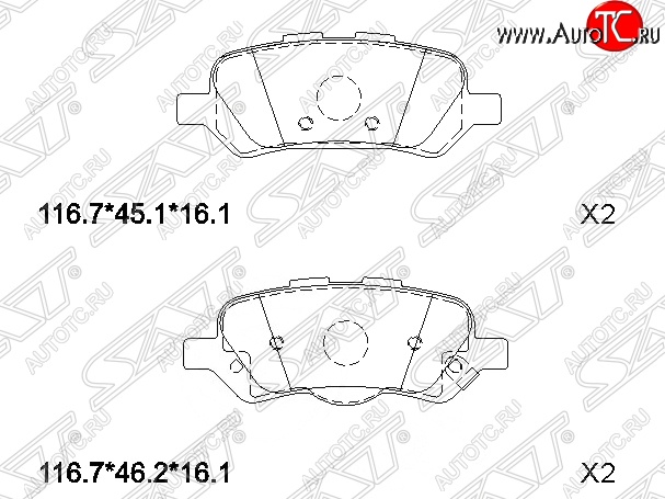 1 089 р. Колодки тормозные SAT (задние) Toyota Venza GV10 дорестайлинг (2008-2012)  с доставкой в г. Нижний Новгород