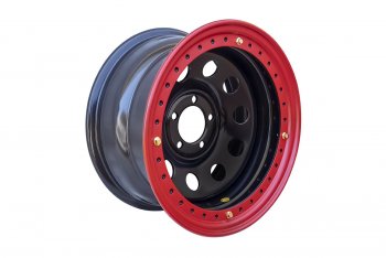 15 349 р. Штампованый диск OFF-ROAD Wheels (усиленный, с бедлоком) 8.0x16   (Цвет: черный-красный)  с доставкой в г. Нижний Новгород. Увеличить фотографию 1