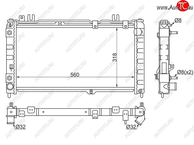 4 899 р. Радиатор двигателя (трубчатый, МКПП/АКПП) SAT Datsun mi-DO хэтчбэк (2014-2021)  с доставкой в г. Нижний Новгород