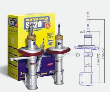 11 399 р. Амортизаторы передние SS20 (с конической пружиной)  Лада Калина ( 1118,  1117,  1119) (2004-2013) седан, универсал, хэтчбек (Стандарт - максимально мягкая подвеска)  с доставкой в г. Нижний Новгород. Увеличить фотографию 1