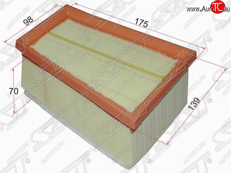 299 р. Фильтр воздушный двигателя SAT (139х175х70 mm)  Nissan Almera (G15), Kubistar, Primastar, Terrano (D10), Renault Clio (CB,  BB), Duster (HS), Espace (4), Kangoo (KC,  KW0), Laguna (2 X74), Megane (BA,DA,LA,  LA,  BA,LA,  седан,  хэтчбэк 5 дв.,  универсал), Sandero ((B8)), Sandero Stepway ((B8)), Scenic (1), Trafic (X83), Лада Ларгус  с доставкой в г. Нижний Новгород