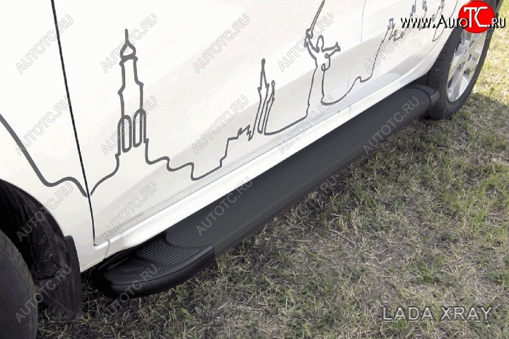 14 999 р. Алюминиевые пороги для ног Slitkoff (Optima)  Лада XRAY (2016-2022) (Чёрные)  с доставкой в г. Нижний Новгород