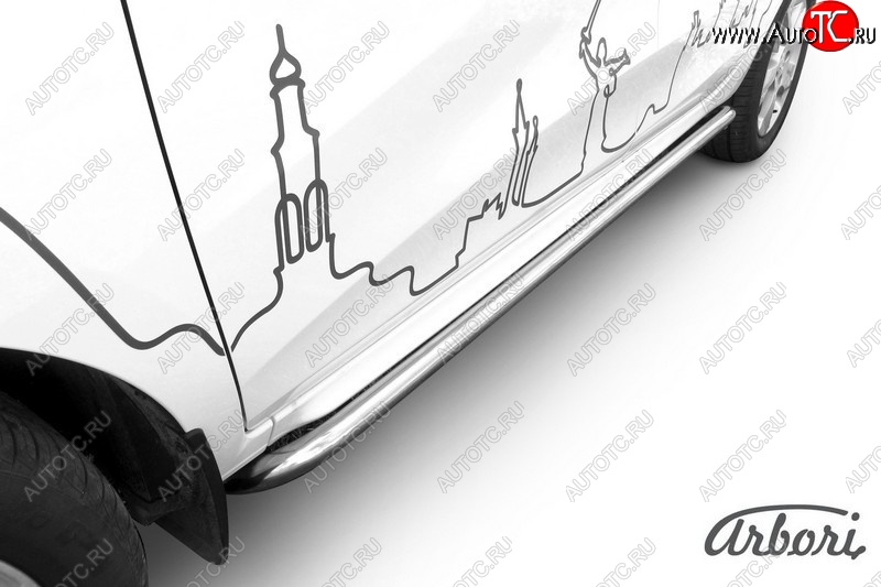 13 399 р. Защита штатных порогов Arbori (с гибами, нержавейка, d42 mm).  Лада XRAY (2016-2022)  с доставкой в г. Нижний Новгород