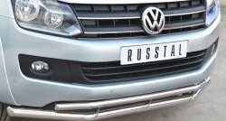 18 549 р. Защита переднего бампера (2 трубыØ63 и 42 мм, нержавейка) SLITKOFF  Volkswagen Amarok (2009-2016) дорестайлинг  с доставкой в г. Нижний Новгород. Увеличить фотографию 2