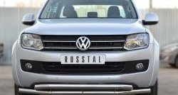 Защита переднего бампера (2 трубыØ63 мм, нержавейка) SLITKOFF Volkswagen (Волксваген) Amarok (Амарок) (2009-2016) дорестайлинг