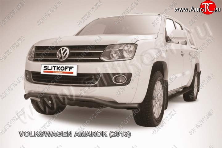 12 399 р. Защита переднего бампер Slitkoff Volkswagen Amarok дорестайлинг (2009-2016) (Цвет: серебристый)  с доставкой в г. Нижний Новгород