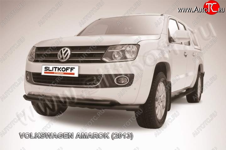 16 299 р. Защита переднего бампер Slitkoff Volkswagen Amarok дорестайлинг (2009-2016) (Цвет: серебристый)  с доставкой в г. Нижний Новгород