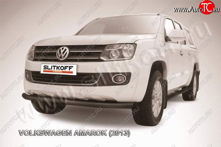 13 299 р. Защита переднего бампер Slitkoff Volkswagen Amarok дорестайлинг (2009-2016) (Цвет: серебристый)  с доставкой в г. Нижний Новгород