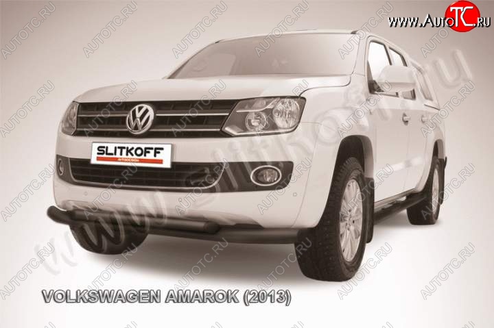 16 899 р. Защита переднего бампер Slitkoff Volkswagen Amarok дорестайлинг (2009-2016) (Цвет: серебристый)  с доставкой в г. Нижний Новгород