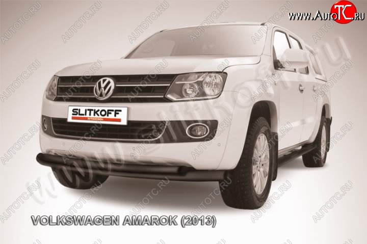 17 799 р. Защита переднего бампер Slitkoff Volkswagen Amarok дорестайлинг (2009-2016) (Цвет: серебристый)  с доставкой в г. Нижний Новгород