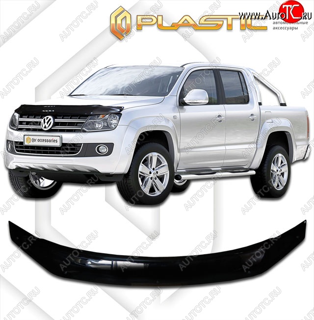 2 159 р. Дефлектор капота CA-Plastik  Volkswagen Amarok (2016-2022) рестайлинг (Classic черный, Без надписи)  с доставкой в г. Нижний Новгород