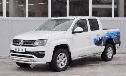 19 799 р. Защита переднего бампера (2 трубыØ63 мм, нержавейка) SLITKOFF Volkswagen Amarok рестайлинг (2016-2022)  с доставкой в г. Нижний Новгород. Увеличить фотографию 2