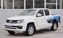 18 799 р. Защита переднего бампера (Ø63 мм с углами, нержавейка) SLITKOFF Volkswagen Amarok рестайлинг (2016-2022)  с доставкой в г. Нижний Новгород. Увеличить фотографию 2