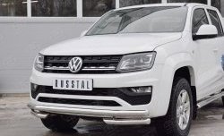 18 799 р. Защита переднего бампера (Ø63 мм с углами, нержавейка) SLITKOFF Volkswagen Amarok рестайлинг (2016-2022)  с доставкой в г. Нижний Новгород. Увеличить фотографию 4