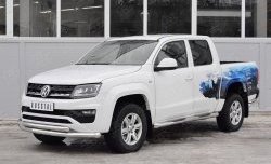 21 899 р. Защита переднего бампера (2 трубыØ76 и 63 мм, нержавейка) SLITKOFF Volkswagen Amarok рестайлинг (2016-2022)  с доставкой в г. Нижний Новгород. Увеличить фотографию 2