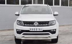 Защита переднего бампера (2 трубыØ76 и 63 мм, нержавейка) SLITKOFF Volkswagen Amarok рестайлинг (2016-2022)