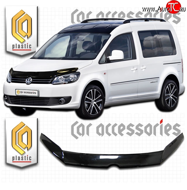 2 159 р. Дефлектор капота (левый руль) CA-Plastic  Volkswagen Caddy  2K (2010-2015) рестайлинг (Classic черный, Без надписи)  с доставкой в г. Нижний Новгород