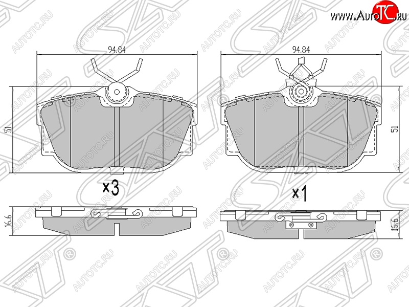 1 069 р. Колодки тормозные SAT (задние)  Volkswagen Caravelle  T4 - Transporter  T4  с доставкой в г. Нижний Новгород