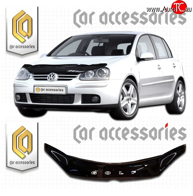 2 159 р. Дефлектор капота CA-Plastic  Volkswagen Golf  5 (2003-2009) универсал, хэтчбэк (Classic черный, Без надписи)  с доставкой в г. Нижний Новгород