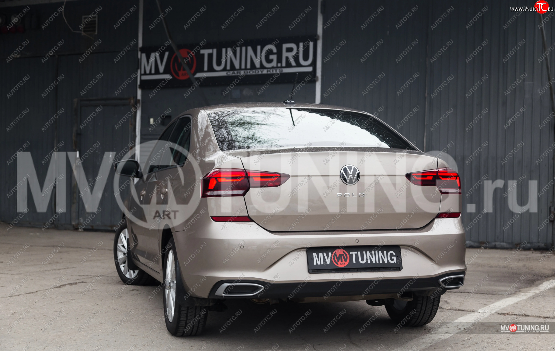 4 999 р. Имитация насадок глушителя MV-Tuning  Volkswagen Polo  Mk6 (2020-2022) лифтбек (SILVER (серебро))  с доставкой в г. Нижний Новгород