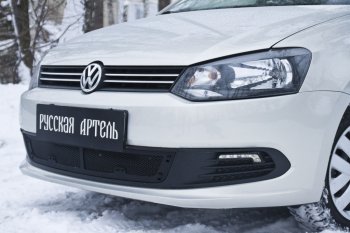 1 979 р. Защитная сетка решетки переднего бампера RA Volkswagen Polo 5 седан дорестайлинг (2009-2015)  с доставкой в г. Нижний Новгород. Увеличить фотографию 3