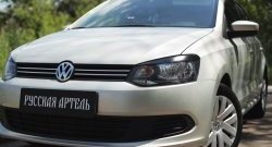 1 629 р. Реснички на фары RA Volkswagen Polo 5 хэтчбек дорестайлинг (2009-2015) (Неокрашенные)  с доставкой в г. Нижний Новгород. Увеличить фотографию 2