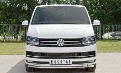 15 649 р. Защита переднего бампера (2 трубыØ42 мм, нержавейка) SLITKOFF Volkswagen Caravelle T6 дорестайлинг (2015-2019)  с доставкой в г. Нижний Новгород. Увеличить фотографию 2