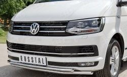 15 649 р. Защита переднего бампера (2 трубыØ42 мм, нержавейка) SLITKOFF Volkswagen Caravelle T6 дорестайлинг (2015-2019)  с доставкой в г. Нижний Новгород. Увеличить фотографию 3