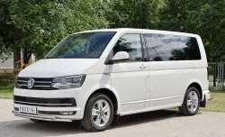 19 549 р. Защита переднего бампера (2 трубыØ42 мм, нержавейка) SLITKOFF Volkswagen Transporter T6 дорестайлинг (2015-2019)  с доставкой в г. Нижний Новгород. Увеличить фотографию 1