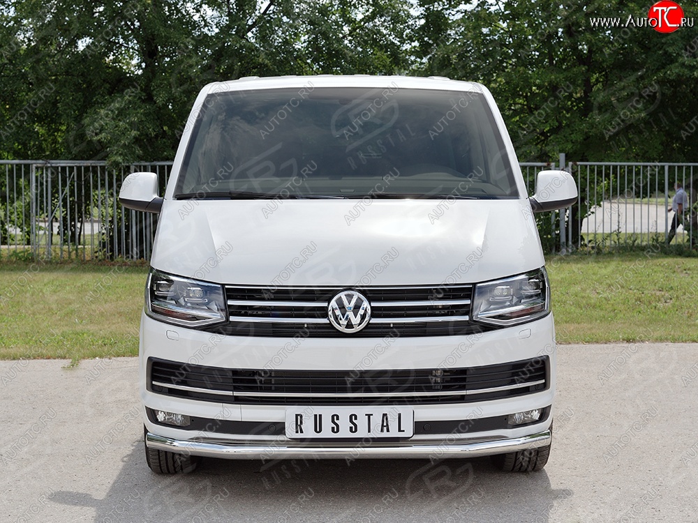 11 999 р. Защита переднего бампера (Ø63 мм, нержавейка) SLITKOFF Volkswagen Caravelle T6 дорестайлинг (2015-2019)  с доставкой в г. Нижний Новгород