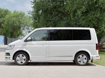 10 849 р. Правая защита порогов SLITKOFF из круглой трубы диаметром 63 мм v3 Volkswagen Caravelle T6 дорестайлинг (2015-2019)  с доставкой в г. Нижний Новгород. Увеличить фотографию 2