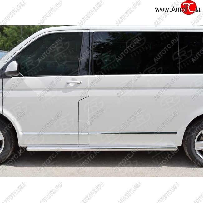 10 849 р. Правая защита порогов SLITKOFF из круглой трубы диаметром 63 мм v3 Volkswagen Caravelle T6 дорестайлинг (2015-2019)  с доставкой в г. Нижний Новгород