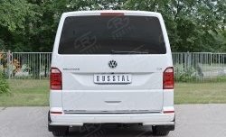 11 449 р. Защита заднего бампера (Ø42 мм, нержавейка, уголки) SLITKOFF Volkswagen Multivan T6 дорестайлинг (2016-2019)  с доставкой в г. Нижний Новгород. Увеличить фотографию 2