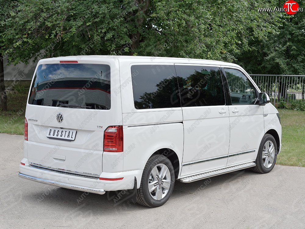 11 999 р. Защита заднего бампера (Ø63 мм, нержавейка, длинная база) SLITKOFF Volkswagen Caravelle T6 дорестайлинг (2015-2019)  с доставкой в г. Нижний Новгород