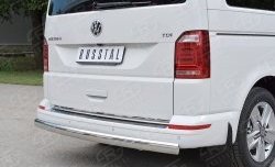 Защита заднего бампера (Ø75x42 мм, нержавейка, длинная база) Russtal Volkswagen Multivan T6 дорестайлинг (2016-2019)