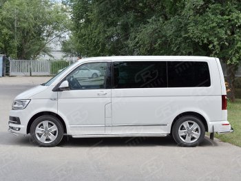 6 549 р. Правая широкая защита порогов SLITKOFF из круглой трубы d63 мм v2 Volkswagen Multivan T6 дорестайлинг (2016-2019)  с доставкой в г. Нижний Новгород. Увеличить фотографию 2