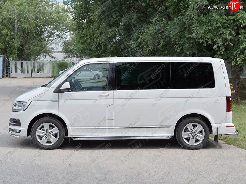 19 999 р. Правая защита порогов SLITKOFF из круглой трубы d63 мм v3  Volkswagen Multivan  T6 - Transporter  T6  с доставкой в г. Нижний Новгород