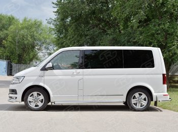 9 899 р. Правая защита порогов SLITKOFF из круглой трубы d63 мм v2 Volkswagen Multivan T6 дорестайлинг (2016-2019)  с доставкой в г. Нижний Новгород. Увеличить фотографию 2