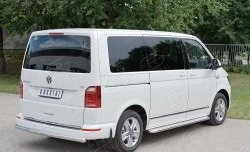 Защита заднего бампера (Ø63 мм, нержавейка, короткая база) SLITKOFF Volkswagen Caravelle T6 дорестайлинг (2015-2019)