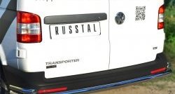 24 549 р. Защита заднего бампера (Ø63 и 42 мм с уголками, нержавейка) SLITKOFF Volkswagen Transporter T5 рестайлинг (2009-2015)  с доставкой в г. Нижний Новгород. Увеличить фотографию 2