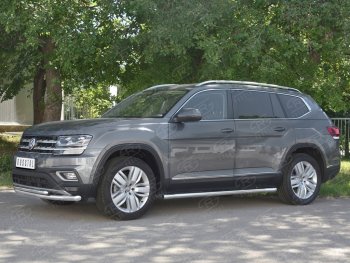 25 649 р. Защита переднего бампера (2 трубы Ø63 и 42 мм, нержавейка) SLITKOFF Volkswagen Teramont CA1 дорестайлинг (2016-2020)  с доставкой в г. Нижний Новгород. Увеличить фотографию 2