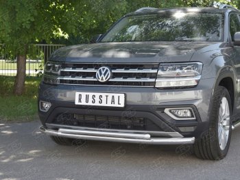 25 649 р. Защита переднего бампера (2 трубы Ø63 и 42 мм, нержавейка) SLITKOFF Volkswagen Teramont CA1 дорестайлинг (2016-2020)  с доставкой в г. Нижний Новгород. Увеличить фотографию 4