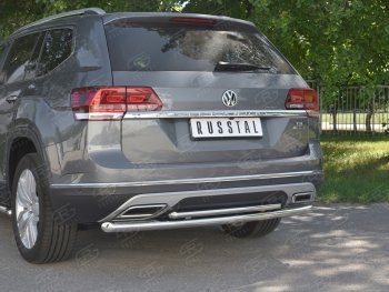 14 799 р. Защита заднего бампера (2 трубы Ø63 и 42 мм, нержавейка) SLITKOFF Volkswagen Teramont CA1 дорестайлинг (2016-2020)  с доставкой в г. Нижний Новгород. Увеличить фотографию 4